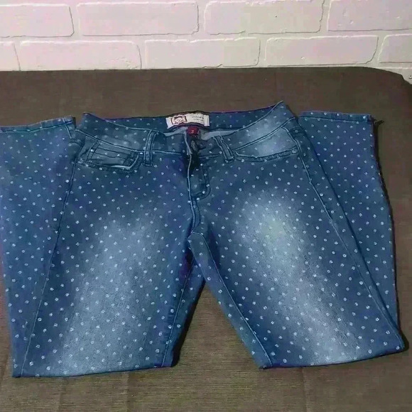 Lei Women's Jeans Ashley Low Rise Polka Dot Zipper Cuff  Size: 3 Regular  #0052 - Picture 3 of 8